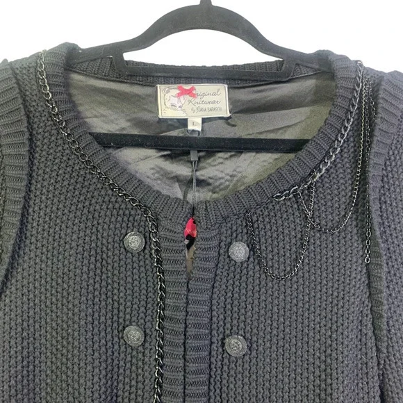 YOANA BARASCHI Black Knit Chain Cardigan Sweater - NWT - Picture 2 of 16
